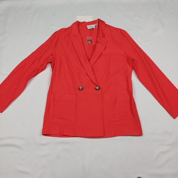 Lush Jackets & Blazers - 🔥3/$15 LUSH CORAL COLOR LIGHT WEIGHT COTTON BLAZER SIZE MEDIUM
